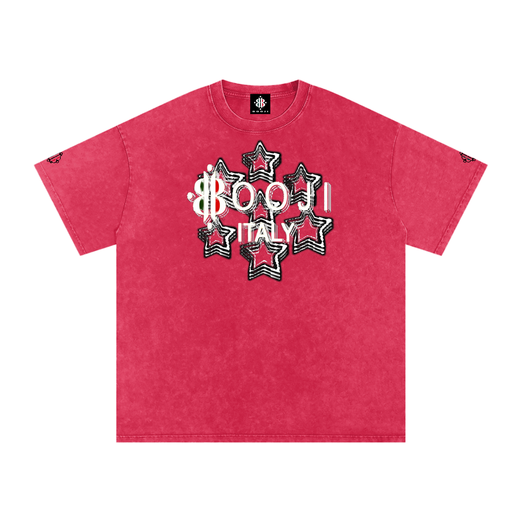 BOOJI ITALY 7 STARS 4 EVER $ LOGO SNOW WASHED T-SHIRT