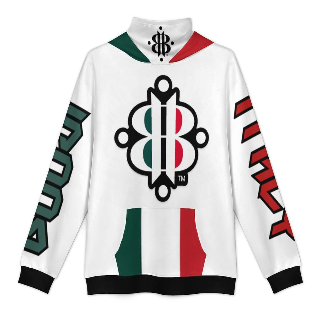 BOOJI LOGO FLAG DESIGN WHITE Men's Hoodie with Mask