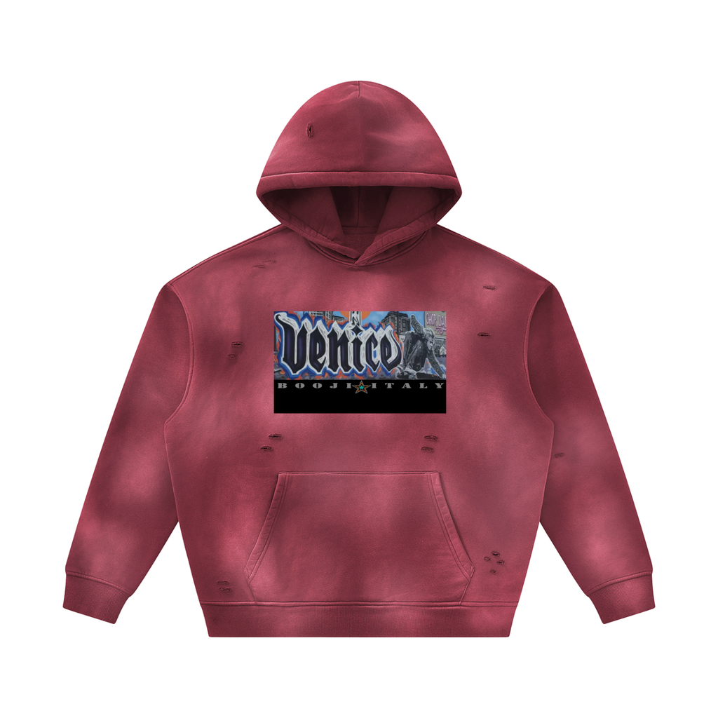 BOOJI ITALY SK8R'S COLLECTION SUNFADED DISTRESSED FLEECE HOODIE
