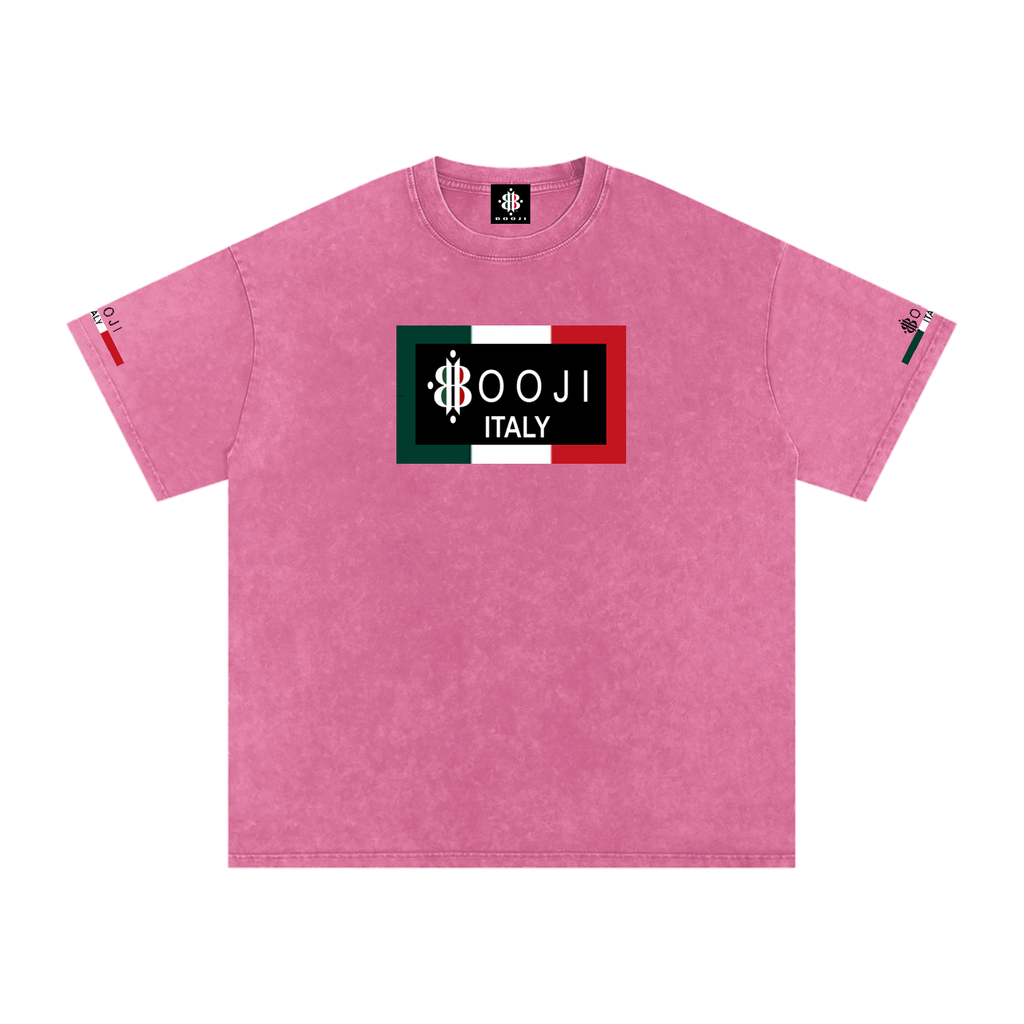 BOOJI ITALY ITALIAN FLAG 4 EVER $ LOGO SNOW WASHED T-SHIRT