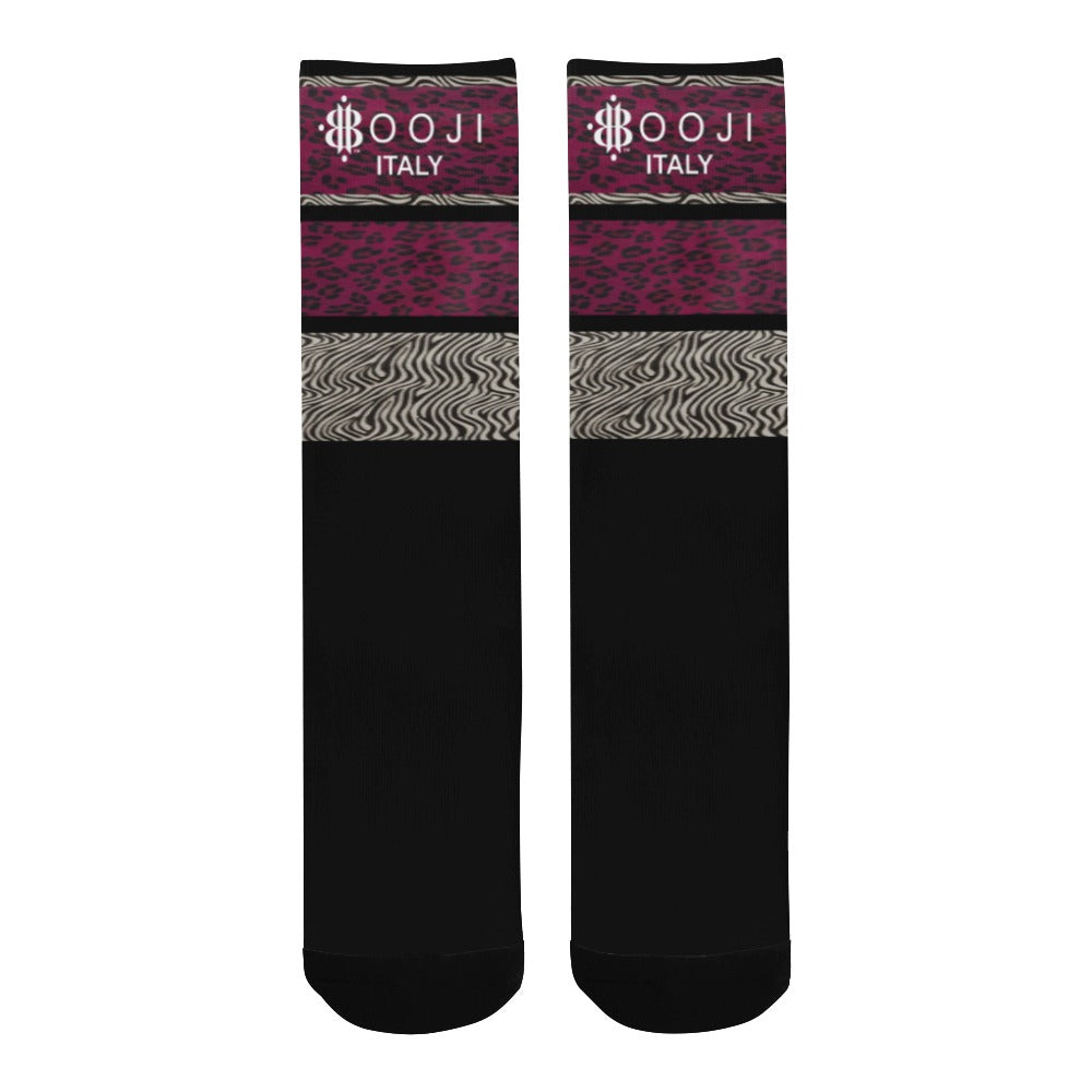 BOOJI ITALY WILD INFLUENCE COLLECTION MEN'S BLACK STRIP TUBE SOCKS