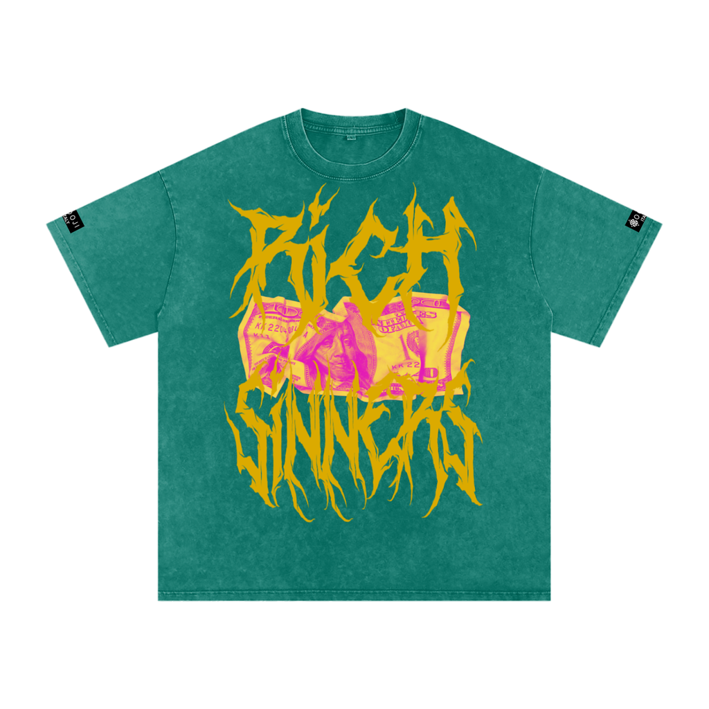 BOOJI ITALY "RICH SINNERS-REAL IS RARE" SNOW WASHED T-SHIRT