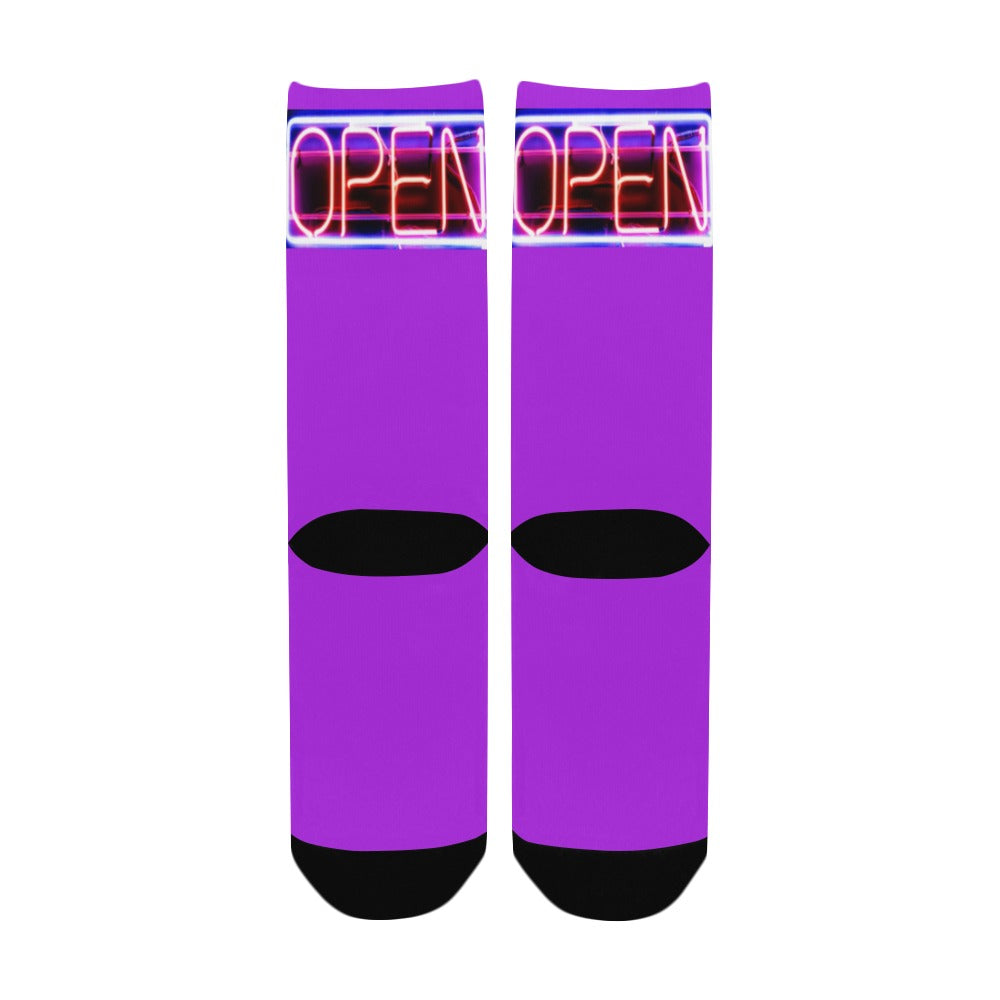 BOOJI ITALY OPEN SIGN COLLECTION WOMEN'S PURPLE CREW SOCKS Women's Custom Socks