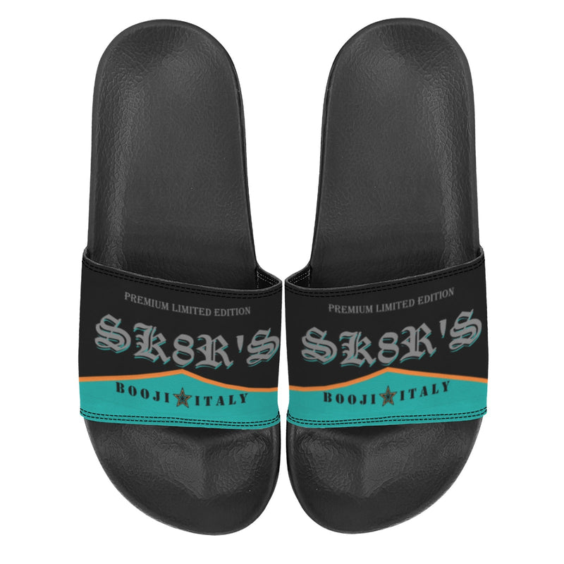 BOOJI ITALY SK8R'S COLLECTION LOGO MEN'S BLACK SOLE TEAL SLIDES