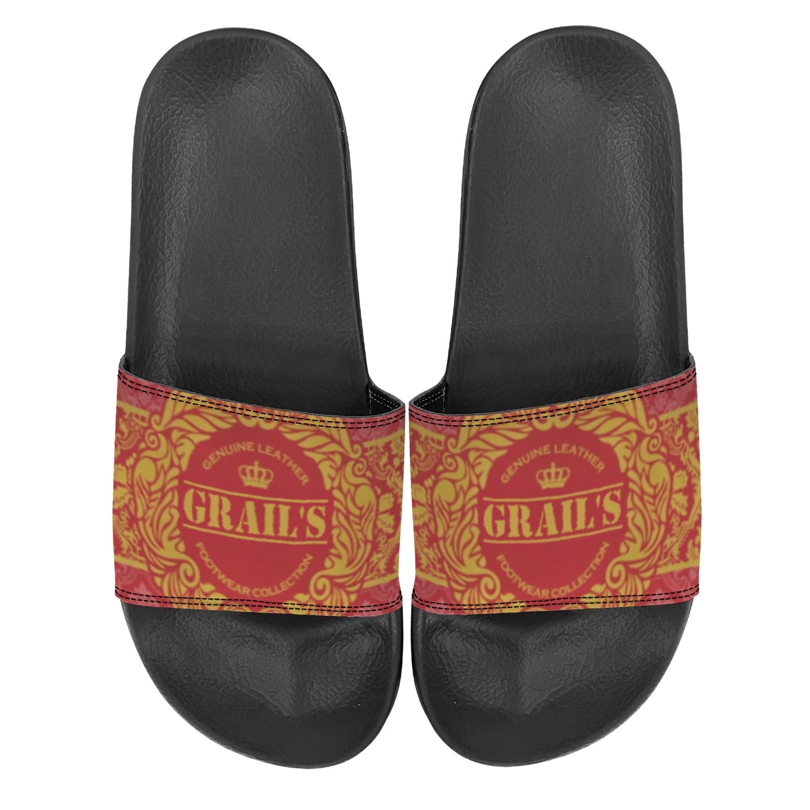 BOOJI ITALY GRAIL'S COLLECTION MEN'S BLACK SOLE SLIDES Custom Men's One-piece Slippers
