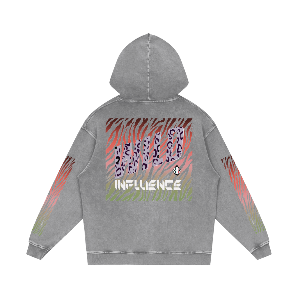 BOOJI ITALY WILD INFLUENCE COLLECTION MULTI-COLOR ZEBRA SNOW WASHED HOODIE