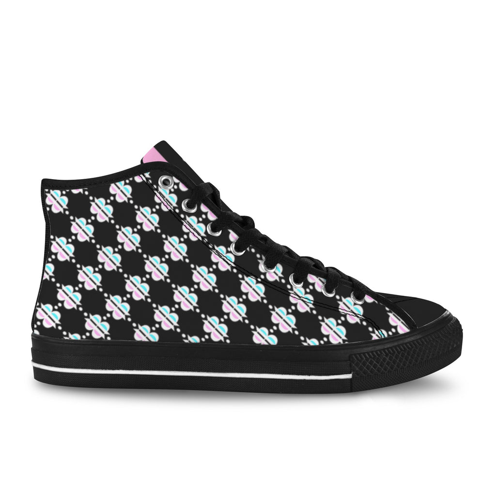 BOOJI INVERTED LOGO PATTERN BLACK Vancouver High Top Canvas Women's Shoes (Model1013-1)