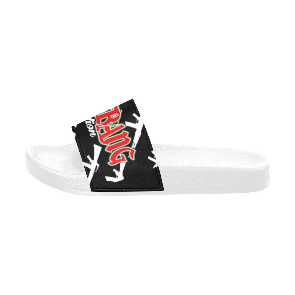 BOOJI ITALY CLICK BANG COLLECTION IN BLACK WOMEN'S WHITE SOLE SLIDES