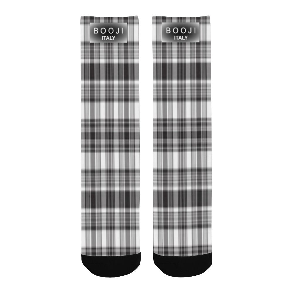 BOOJI ITALY GREY PLAID MEN'S BLACK SOCKS