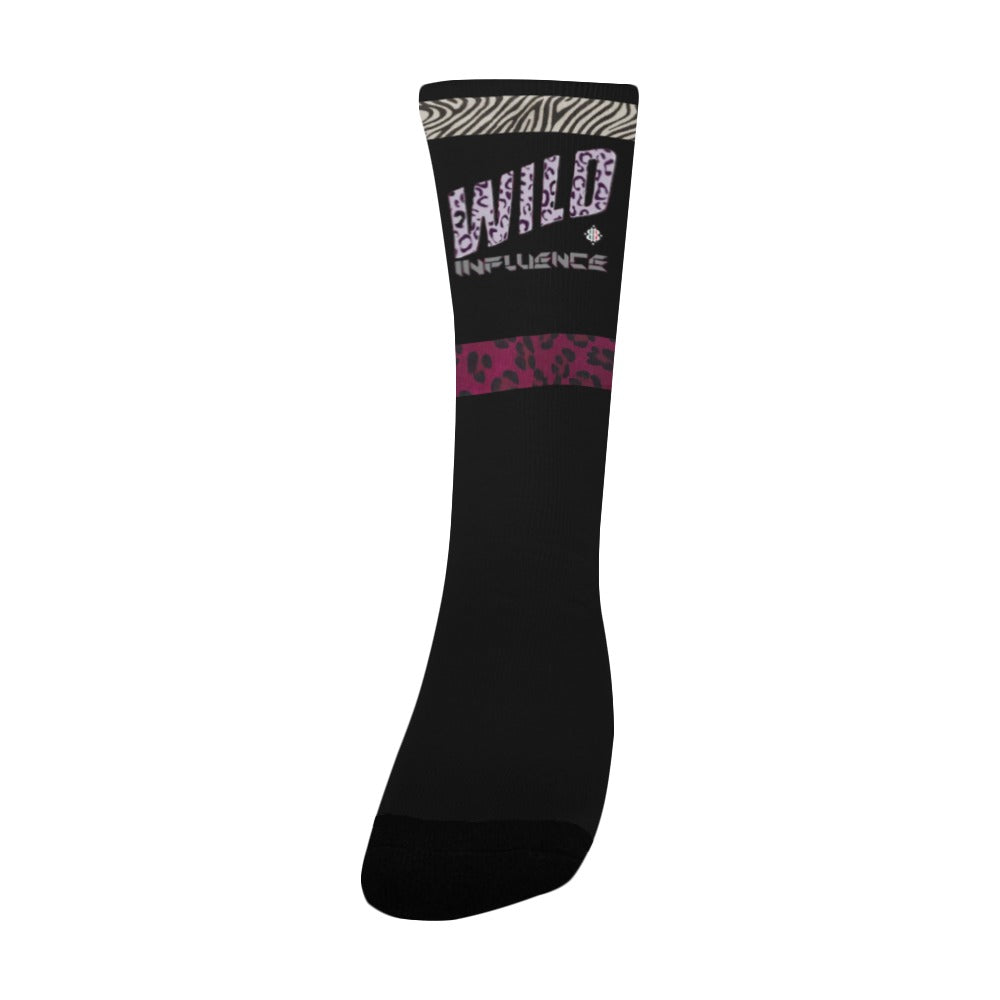 BOOJI ITALY WILD INFLUENCE COLLECTION WOMEN'S BLACK CREW SOCKS Women's Custom Socks
