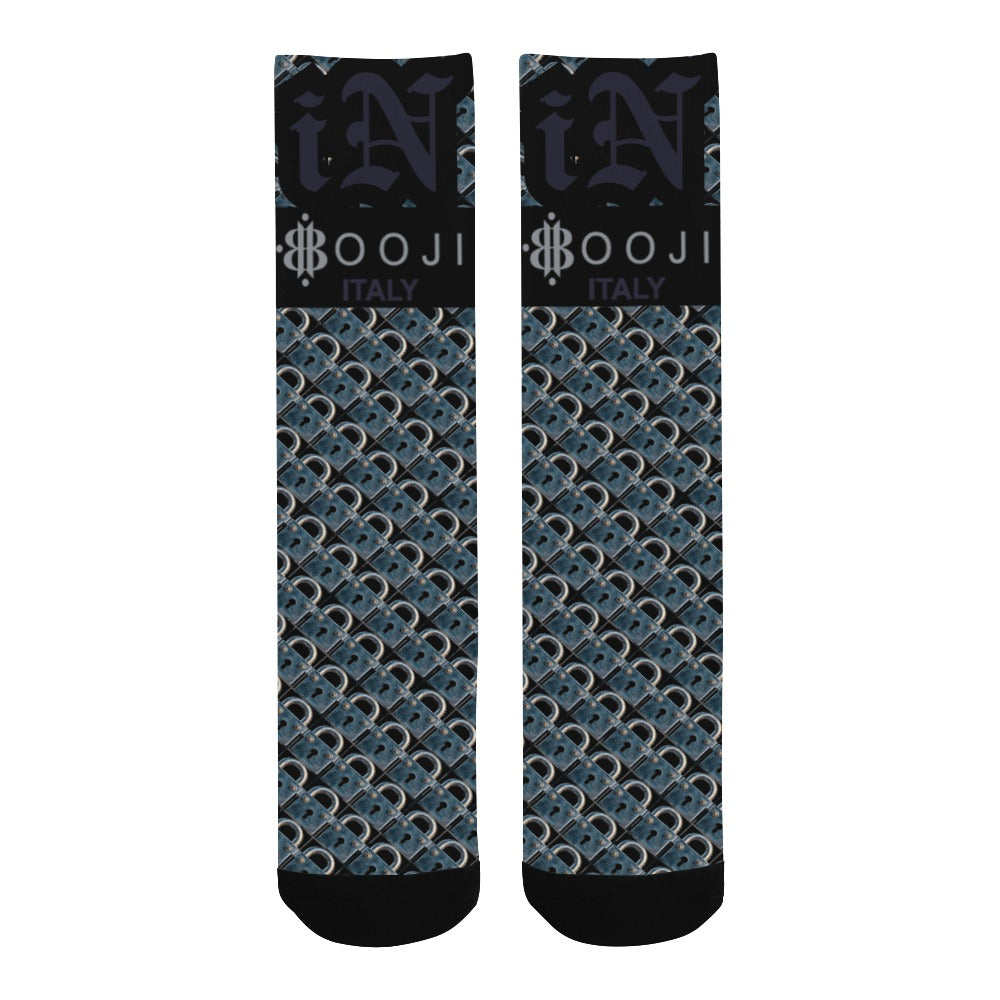 BOOJI ITALY LOCK IN MEN'S BLACK TUBE SOCKS SHINOBI BLUE