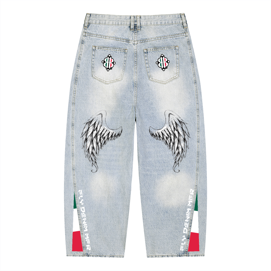 BOOJI ITALY FLY DENIM MFR. COLLECTION ITALIAN FLAG SUNFADED BARREL JEANS