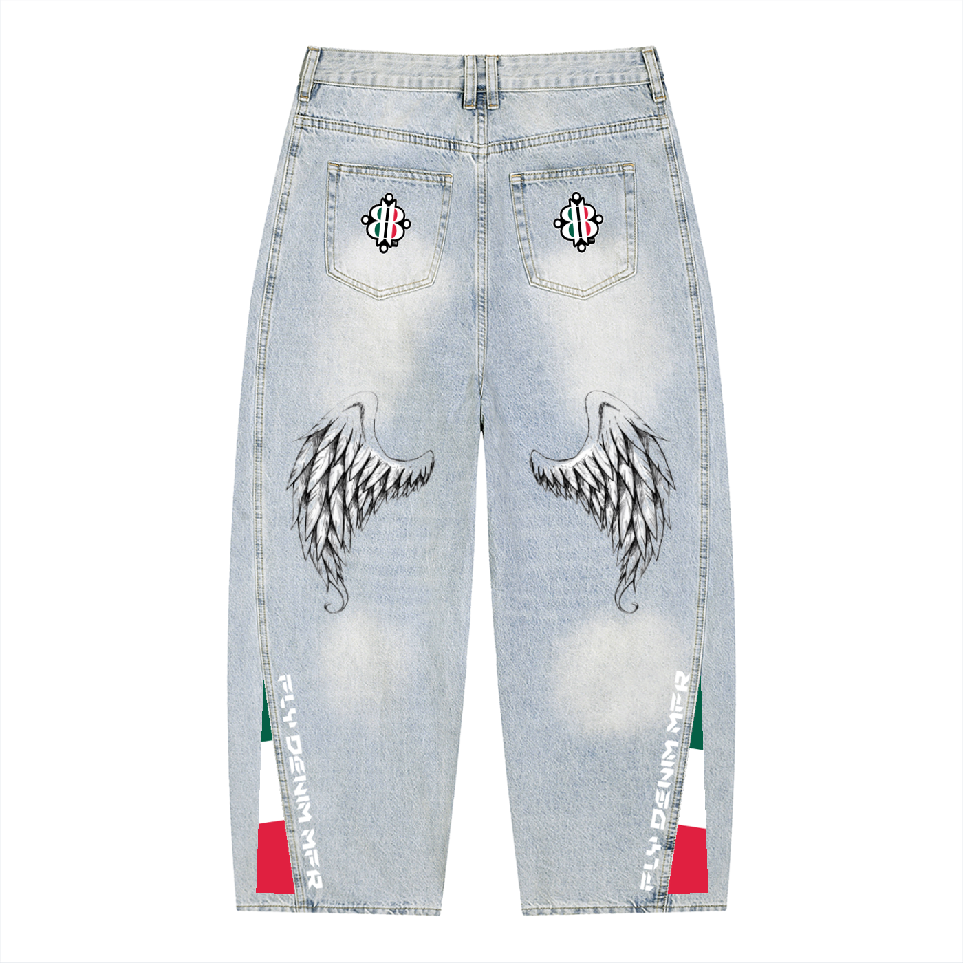 BOOJI ITALY FLY DENIM MFR. COLLECTION ITALIAN FLAG SUNFADED BARREL JEANS