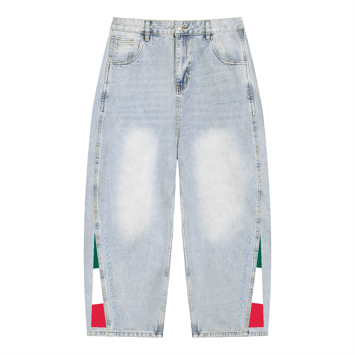 BOOJI ITALY FLY DENIM MFR. COLLECTION ITALY FLAG MEN'S SUNFADED BARREL JEANS