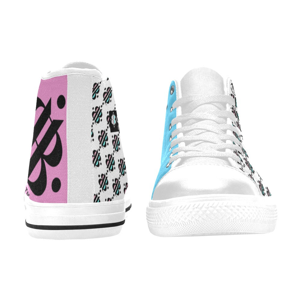 BOOJI INVERTED LOGO FLAG DOUBLE WHITE Men's High Top Canvas Shoes (Model 017)