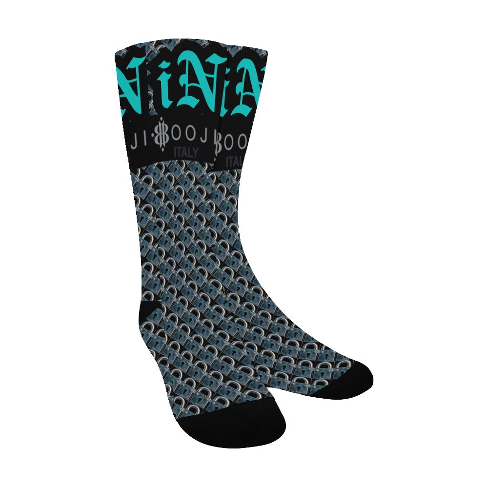 BOOJI ITALY LOCK IN MEN'S BLACK TUBE SOCKS TENACIOUS TEAL IN