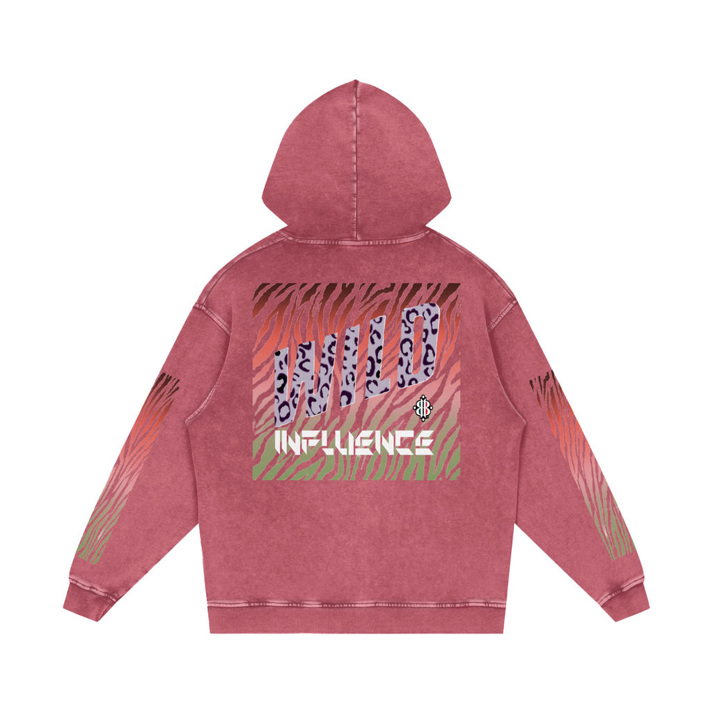 BOOJI ITALY WILD INFLUENCE COLLECTION MULTI-COLOR ZEBRA SNOW WASHED HOODIE