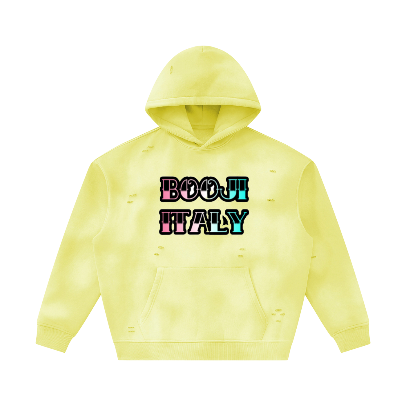 BOOJI ITALY GRAFITTI LOGO SUNFADED FRAYED FLEECE HOODIE