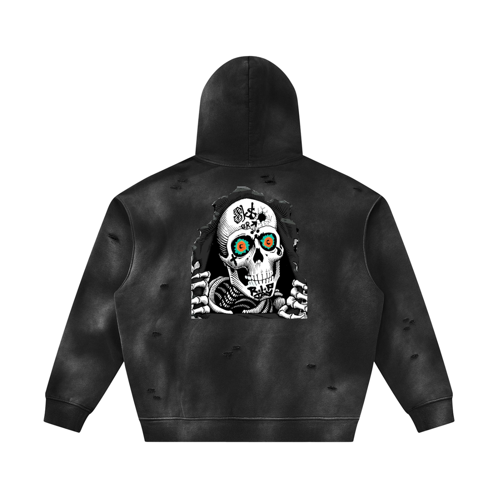 BOOJI ITALY SK8R'S COLLECTION SUNFADED DISTRESSED FLEECE HOODIE