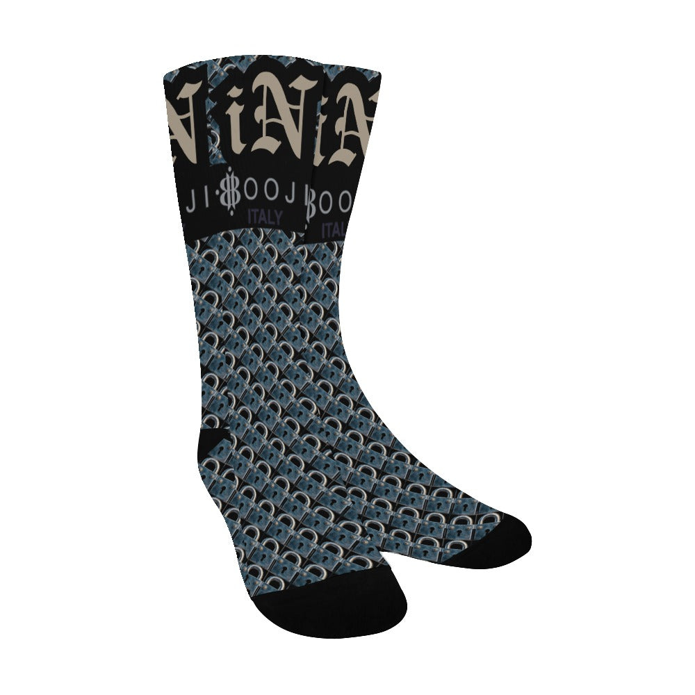 BOOJI ITALY LOCK IN MEN'S BLACK TUBE SOCKS BEIGE