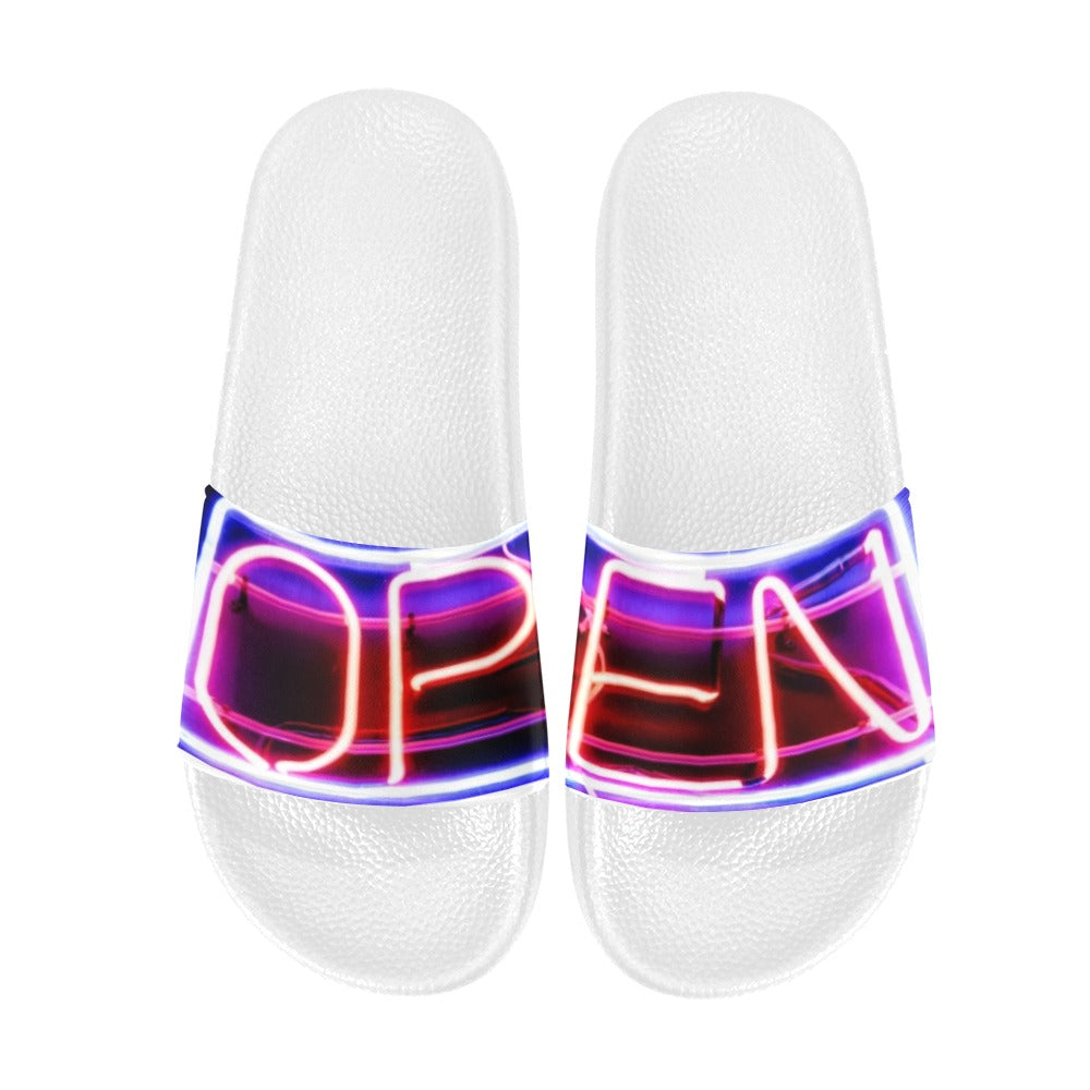 BOOJI ITALY OPEN SIGN COLLECTION MEN'S WHITE SOLE SLIDES