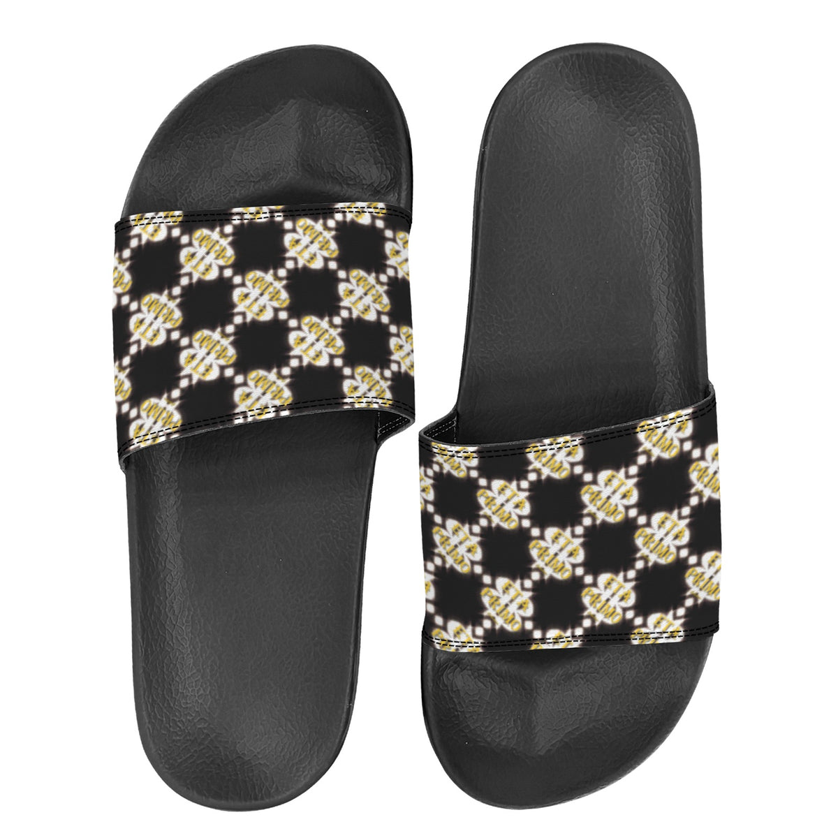 BOOJI ITALY ETA PRIMO COLLECTION LOGO PATTERN WOMEN'S BLACK SOLE SLIDES