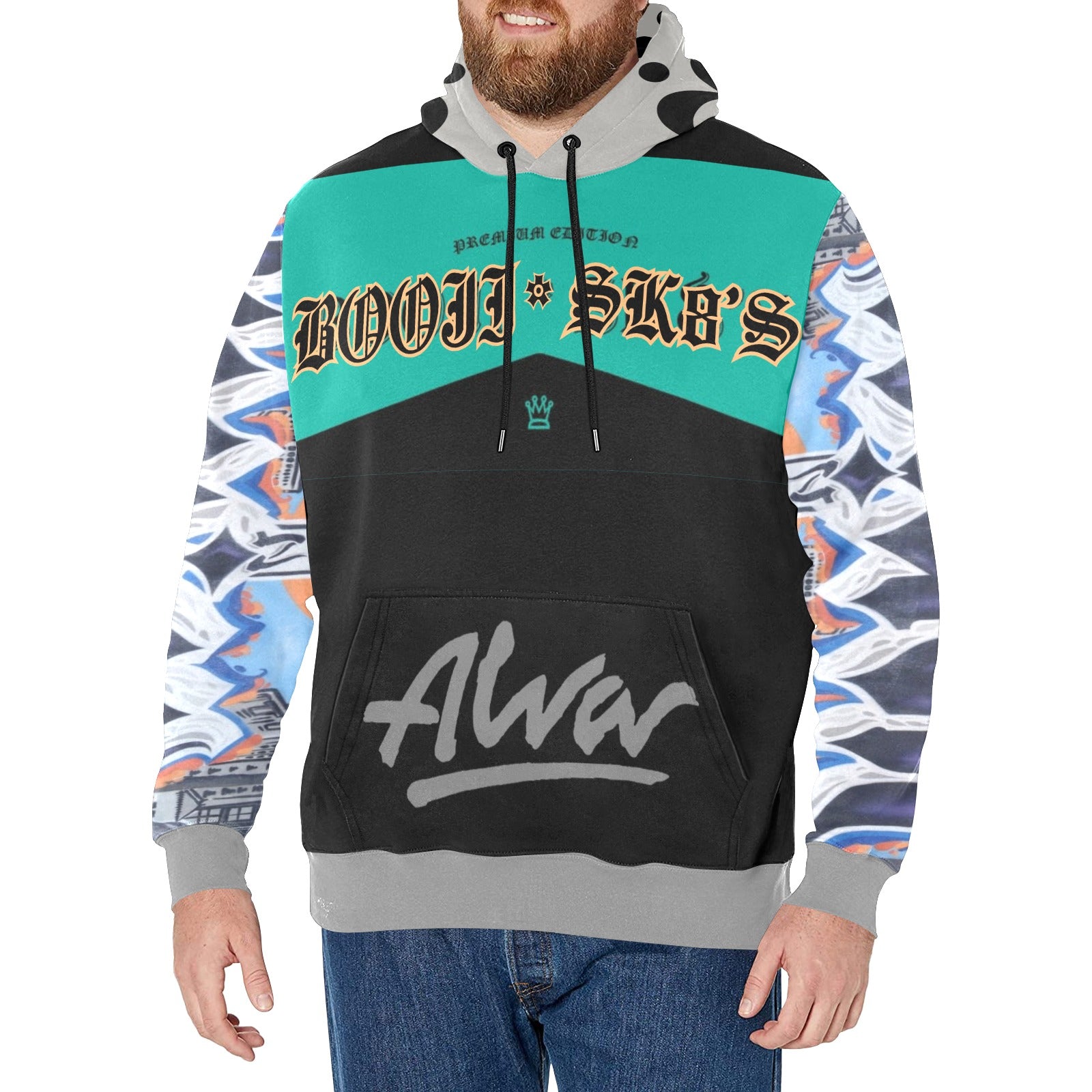 BOOJI SK8'S COLLECTION New Men's All-Over Print Hoodie (Model H55)