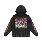 BOOJI ITALY WILD INFLUENCE COLLECTION MULTI-COLOR ZEBRA SNOW WASHED HOODIE