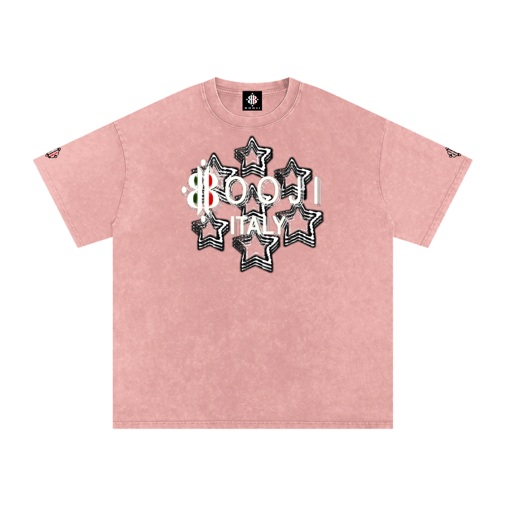 BOOJI ITALY 7 STARS 4 EVER $ LOGO SNOW WASHED T-SHIRT