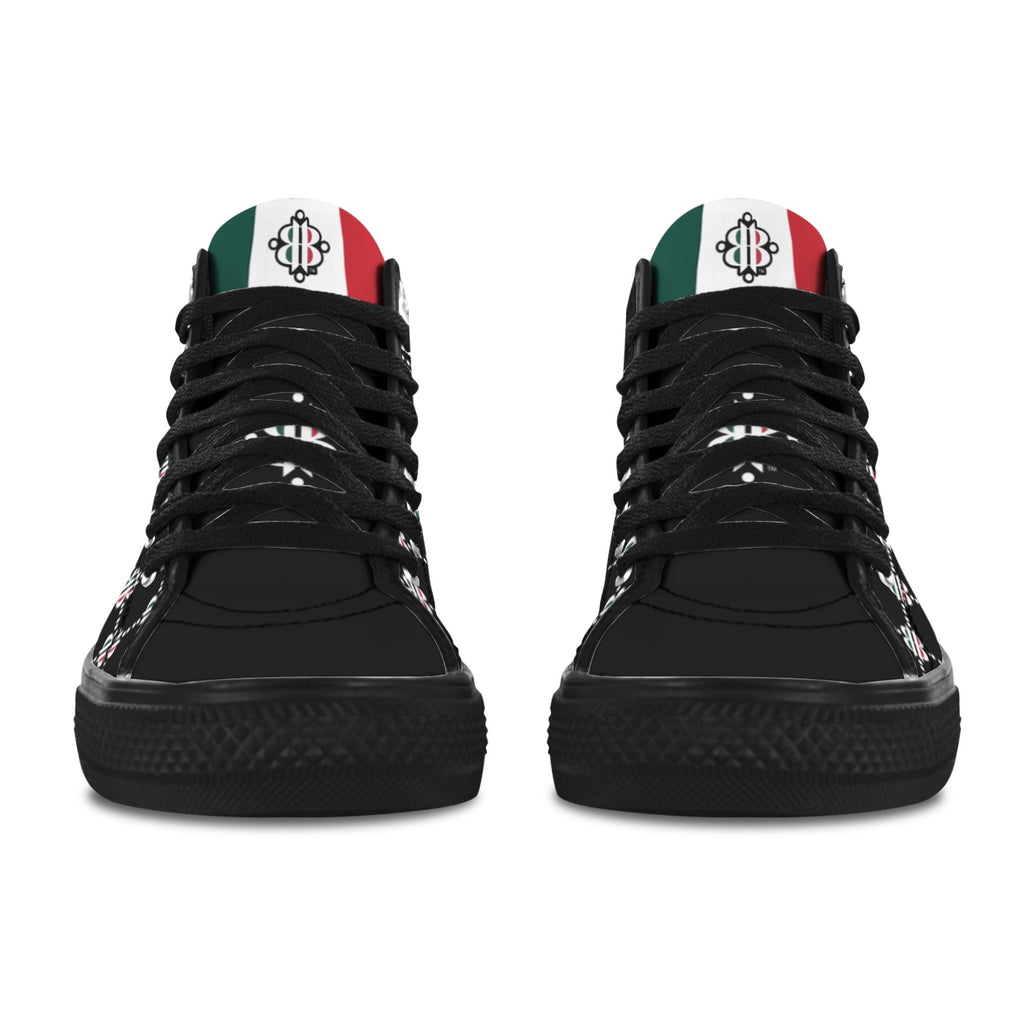 BOOJI LOGO PATTERN BLACK Vancouver High Top Canvas Men's Shoes (Model1013-1)