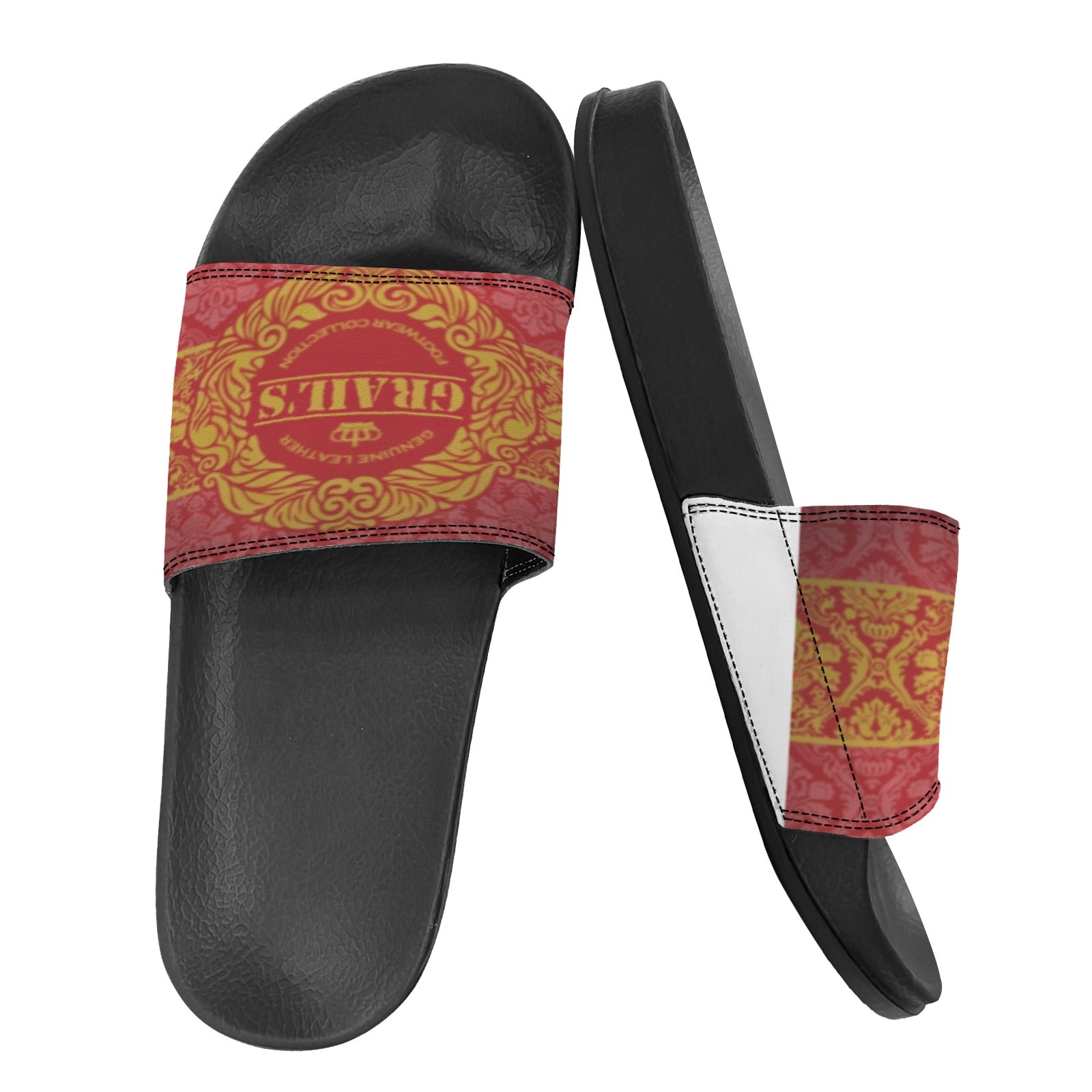 BOOJI ITALY GRAIL'S COLLECTION MEN'S BLACK SOLE SLIDES