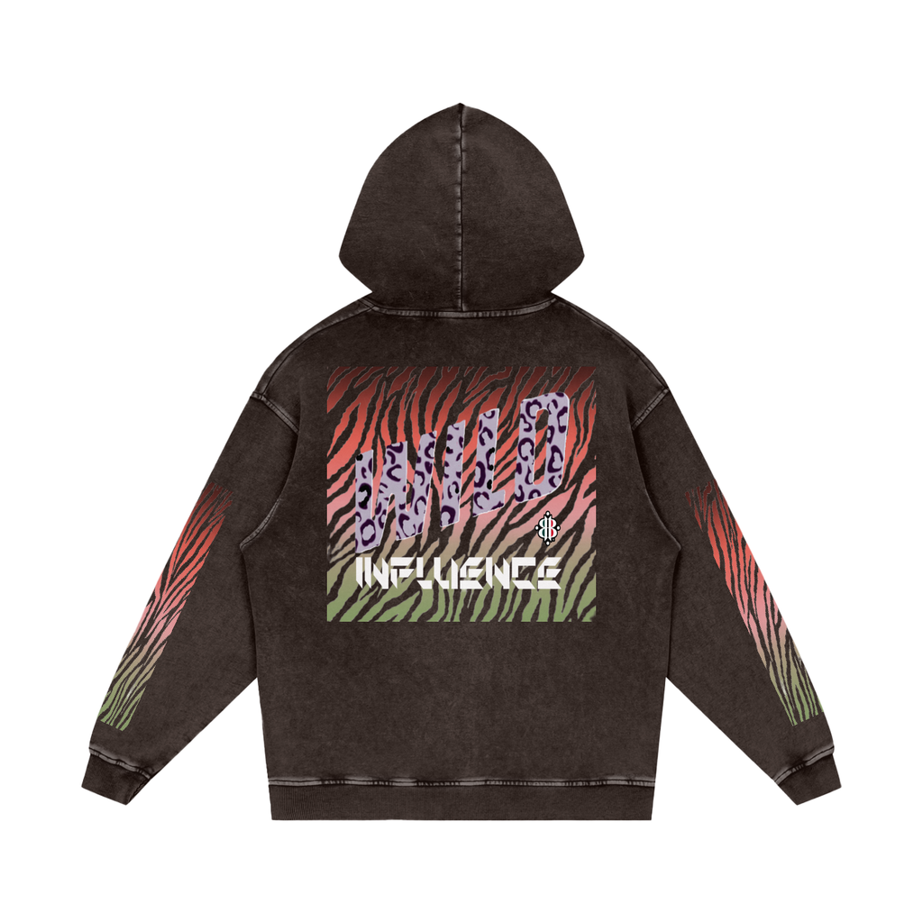 BOOJI ITALY WILD INFLUENCE COLLECTION MULTI-COLOR ZEBRA SNOW WASHED HOODIE
