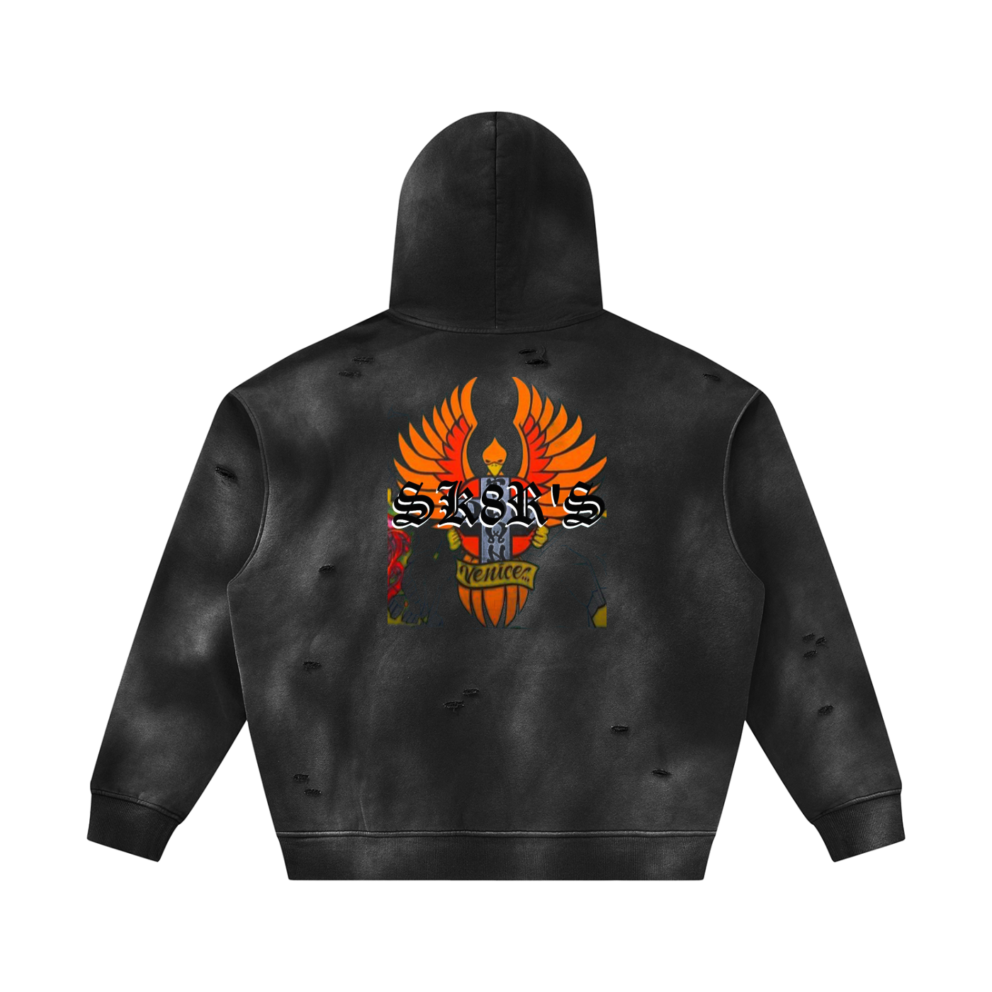 BOOJI ITALY SK8R'S COLLECTION SUNFADED DISTRESSED FLEECE HOODIE