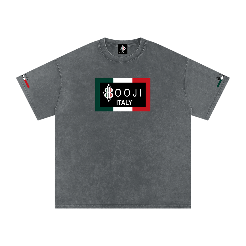 BOOJI ITALY ITALIAN FLAG 4 EVER $ LOGO SNOW WASHED T-SHIRT