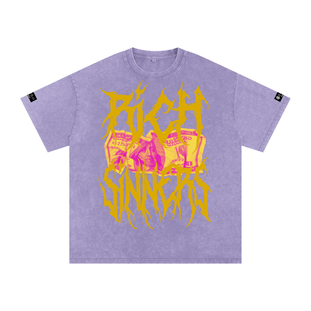 BOOJI ITALY "RICH SINNERS-REAL IS RARE" SNOW WASHED T-SHIRT