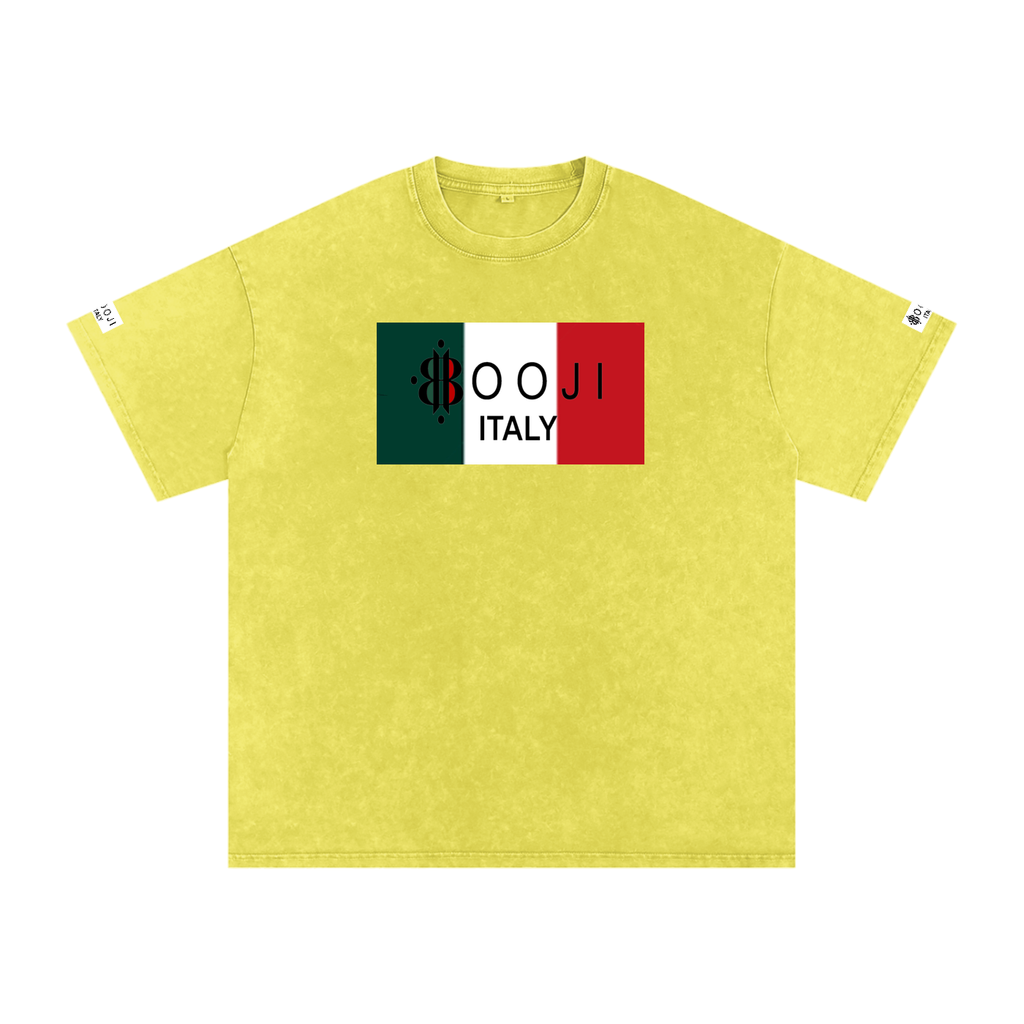BOOJI ITALY ITALIAN FLAG BRAND LOGO SNOW WASHED T-SHIRT