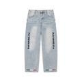 BOOJI ITALY FLY DENIM MFR. WHITE WASHED WIDE LEG MEN'S JEANS