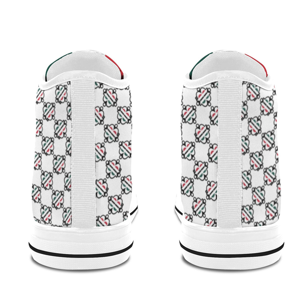 BOOJI LOGO PATTERN WHITE Vancouver High Top Canvas Women's Shoes (Model1013-1)