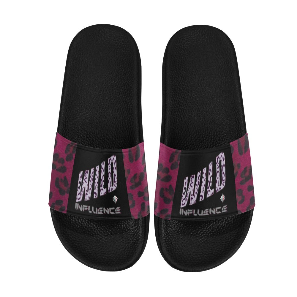 BOOJI ITALY WILD INFLUENCE LEOPARD LOGO WOMEN'S BLACK SOLE SLIDES
