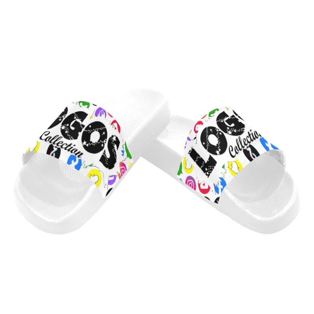 BOOJI ITALY LOGOS COLLECTION MEN'S WHITE SOLE SLIDES