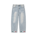 BOOJI ITALY FLY DENIM MFR. COLLECTION MEN'S WHITE WASHED WIDE LEG JEANS