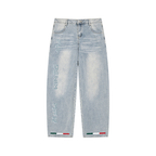 BOOJI ITALY FLY DENIM MFR. COLLECTION MEN'S WHITE WASHED WIDE LEG JEANS