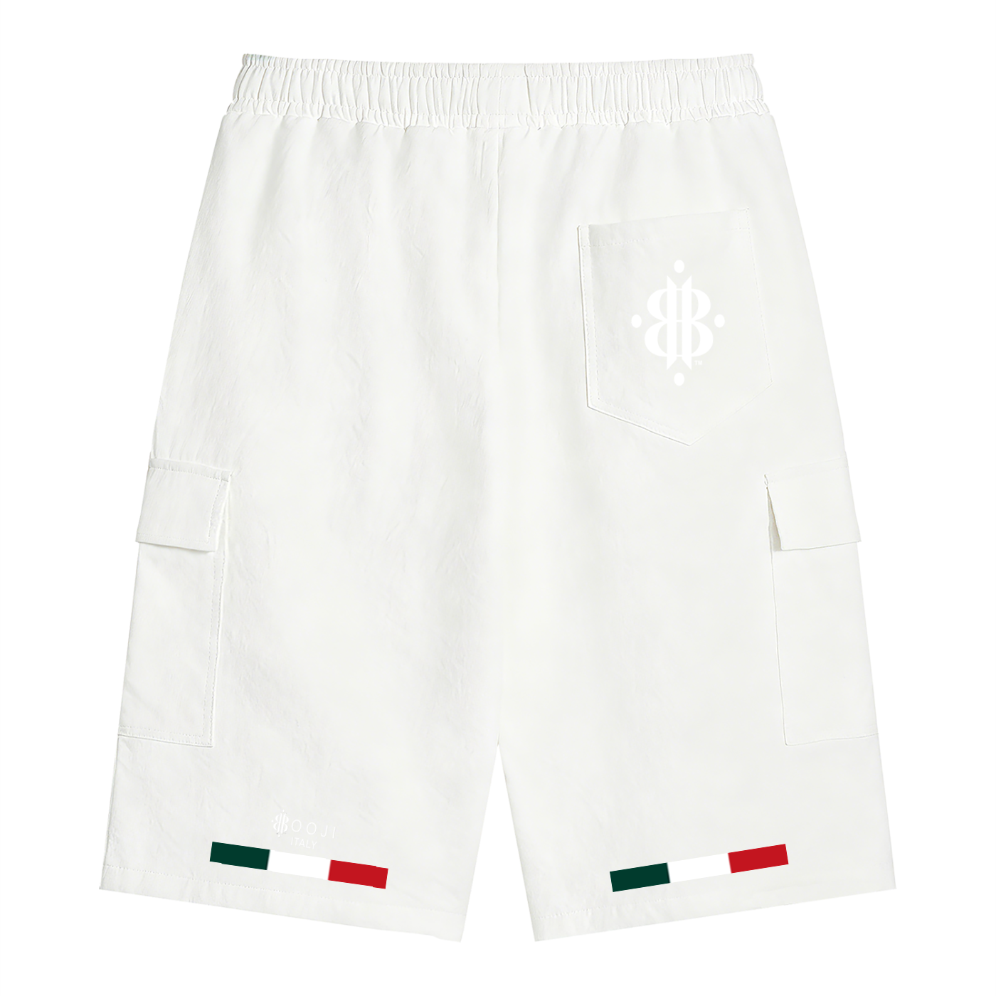 BOOJI ITALY 4 EVER $ LOGO ITALIAN FLAG ACCENT MEN'S CARGO SHORTS