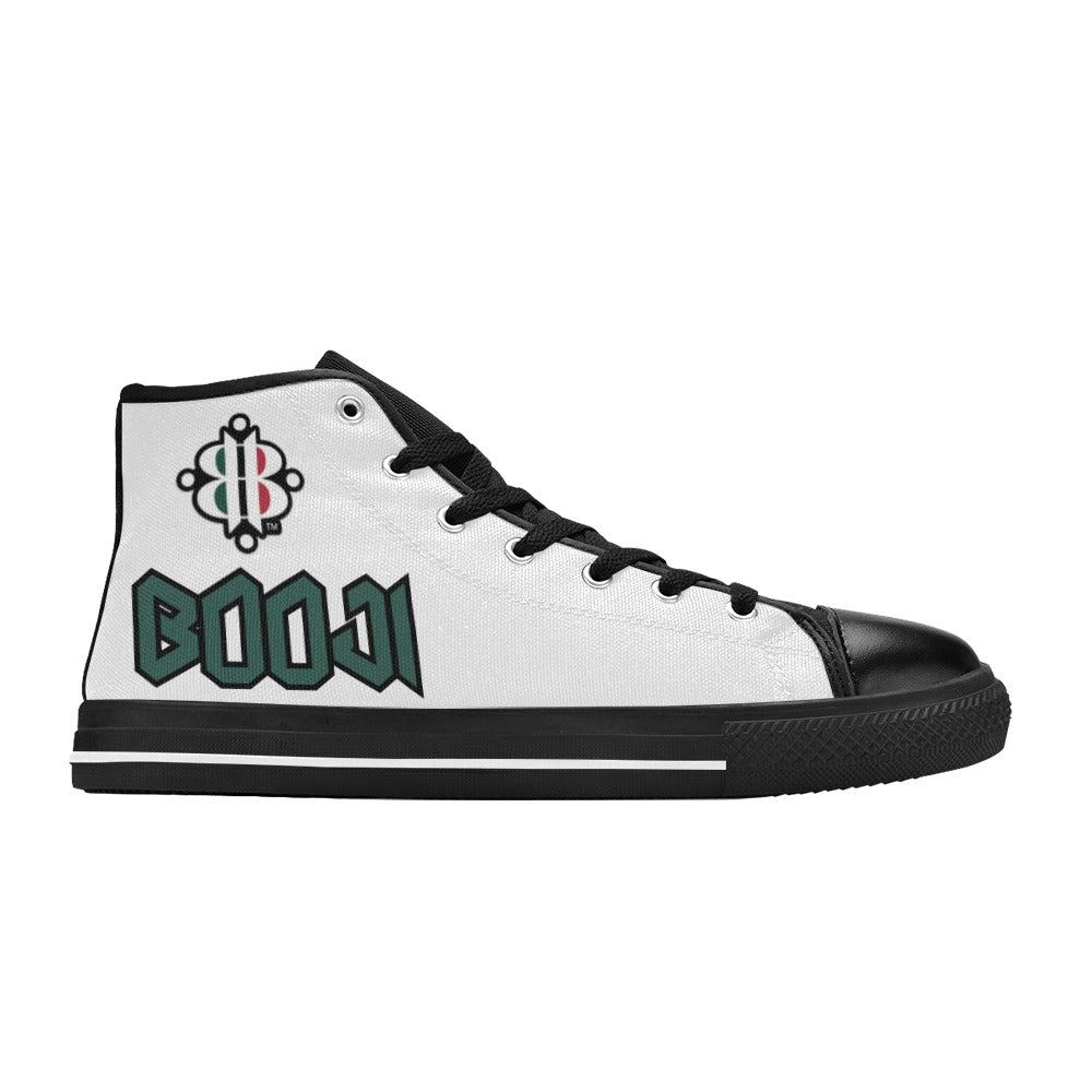 BOOJI LOGO ITALIAN FLAG BLACK Men's High Top Canvas Shoes (Model 017)