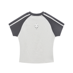 BOOJI ITALY 4 EVER $ LOGO WOMEN'S CONTRASTING STRIPED RAGLAN T-SHIRT