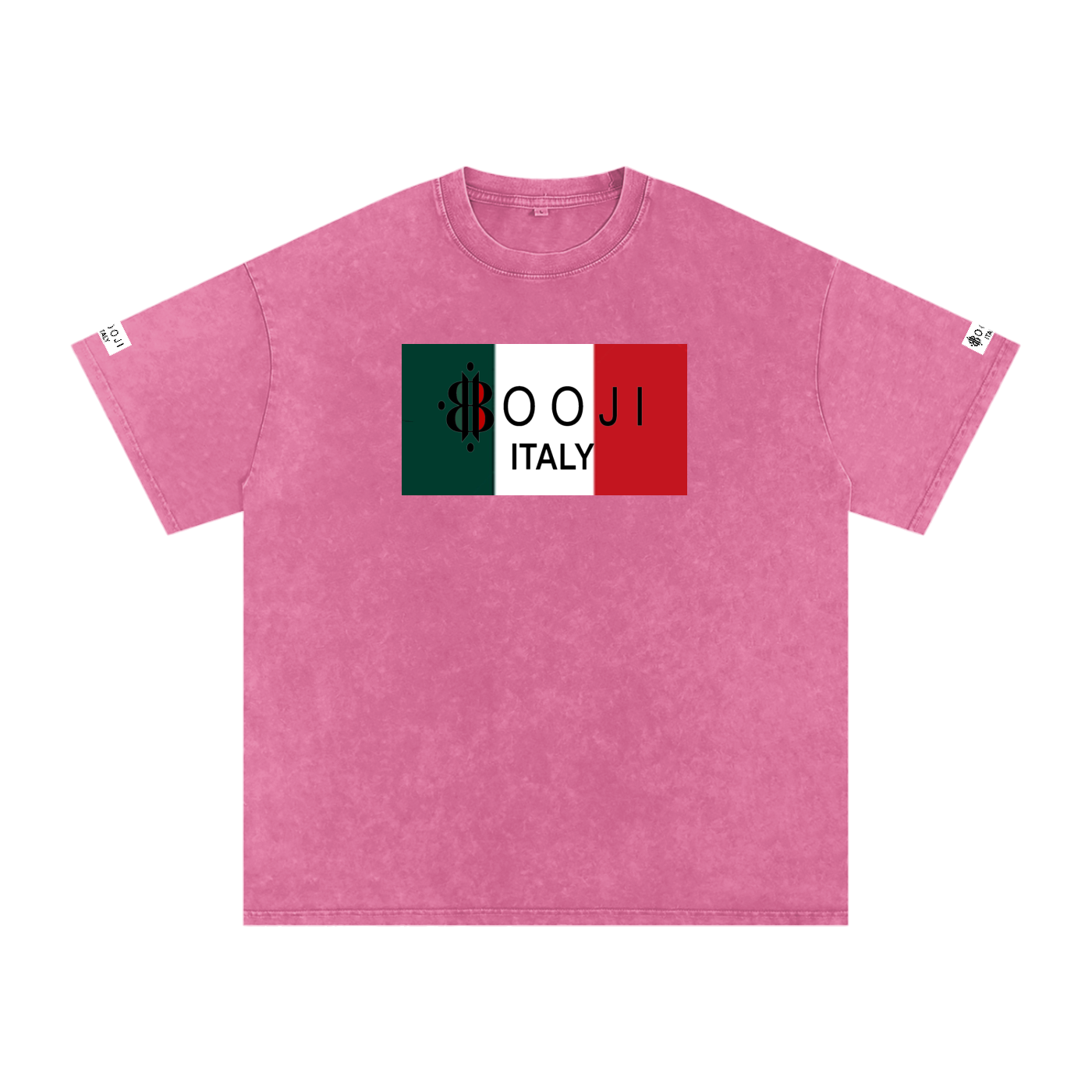 BOOJI ITALY ITALIAN FLAG BRAND LOGO SNOW WASHED T-SHIRT