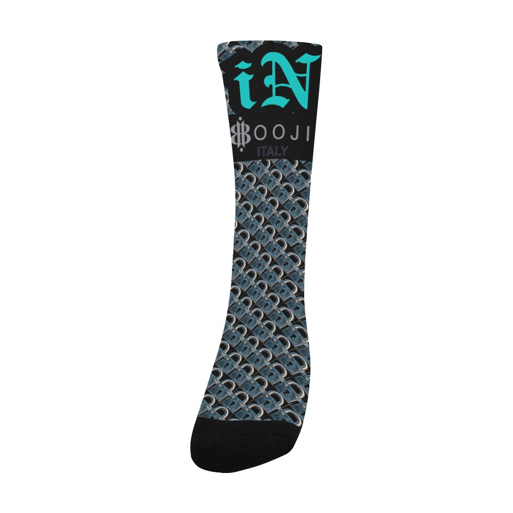 BOOJI ITALY LOCK IN MEN'S BLACK TUBE SOCKS TENACIOUS TEAL IN