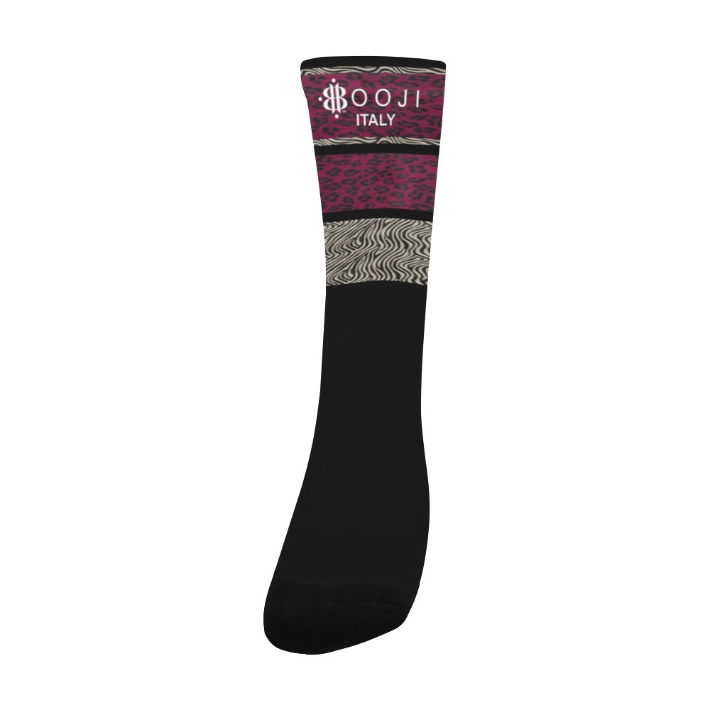 BOOJI ITALY WILD INFLUENCE COLLECTION MEN'S BLACK STRIP TUBE SOCKS