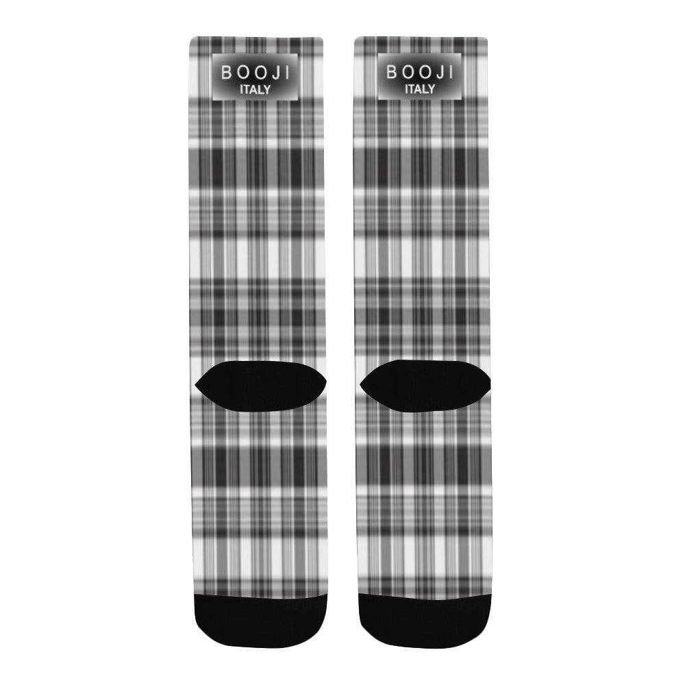 BOOJI ITALY GREY PLAID MEN'S BLACK SOCKS