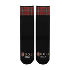BOOJI ITALY ESCI'S COLLECTION WOMEN'S BLACK RED PLAID CREW SOCKS